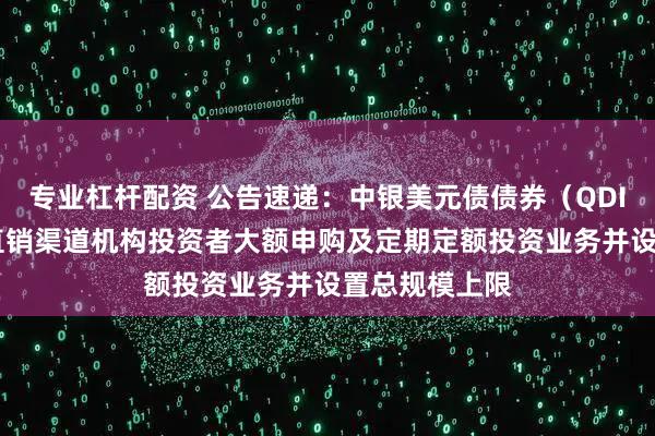 专业杠杆配资 公告速递:中银美元债债券(QDII)基金暂停直销渠道机构投资者大额申购及定期定额投资业务并设置总规模上限